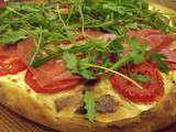 Pizza au Philadelphia, tomates, roquette et jambon cru (tm 5)