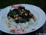 Pois chiches, épinards et riz au lait de coco et au curry de Magalie