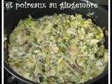 Poelée de poisson, poireaux et champignons au gingembre