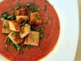 Gaspacho au basilic et ses croutons