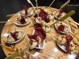 Mini brochettes poire parfumée et viande des Grisons