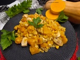 One pot de crozets à la courge butternut et au poulet