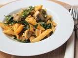 Penne au potiron, roquette et champignons