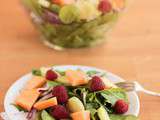 Salade melon, concombre et framboises