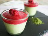 Crèmes onctueuses thé matcha, framboises