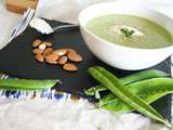 Velouté de petits pois, pesto de persil, chèvre