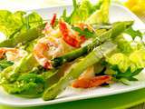 Salade parmesane aux scampis et aux asperges