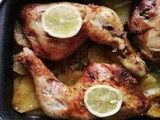 Poulet au four avec citron, thym et patates