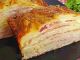 Tarte de pommes de terre, jambon et fromage