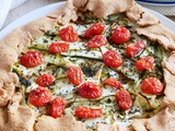 Tarte rustique courgette, tomates cerises au pesto rosso et basilic