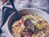 Risotto à la truffe, courgettes jaunes & lard