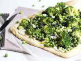 Pizza verte aux épinards, petits pois et brocoli