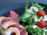 Salade crevettes, chorizo et biscuit a l'origan