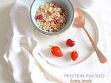 Muesli protéiné, super aliments, fruits rouges et fruits secs (sans gluten)