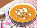 Soupe de lentilles germées au curry et à la féta