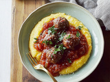 Classic Meatballs Served with Creamy Cheesy Polenta Recipe