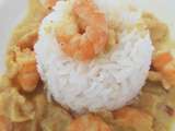 Crevettes au Curry, pomme et coco