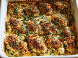 Garlic Parmesan Chicken Bake with Creamy Herb Sauce Recipe
