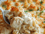 Garlic Parmesan Chicken Pasta Bake with Creamy Sauce and Melted Cheese