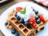 Greek Yogurt Blueberry Waffles with Fresh Blueberry Sauce Recipe