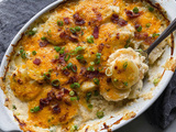 Loaded Scalloped Potatoes Recipe with Cheese Bacon and Creamy Sauce