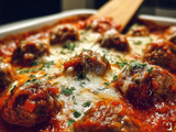 One Pan Meatball Casserole with Savory Sauce and Cheesy Topping