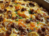 Savory Cabbage Beef Bake with Cheddar and Rice Recipe