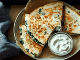 Spinach Feta Quesadilla Recipe with Fresh Herbs and Melty Cheese