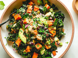 Sweet Potato Avocado Kale Salad with Smoky Chipotle Tahini Dressing