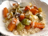 Bowl de légumes rôtis et boulgour sauce au tahin