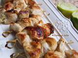 Brochettes de poulet mariné au lait de coco et citron vert