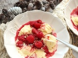 Chaud-froid de framboises et glace à la vanille