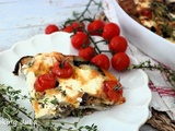 Clafoutis aux aubergines, tomates et chèvre frais