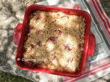 Crumble pêche-framboise à la fève tonka