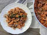 One pan pasta au poulet, champignons et tomate