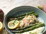 Papillotes de saumon et asperges au parmesan