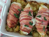 Poulet au boursin, lard et pommes de terre