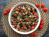 Salade d’aubergines, blé et lentilles