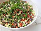 Salade de lentilles, crudités et menthe