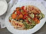 Salade tiède de légumes rôtis au poulet