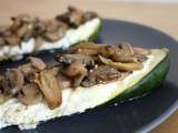 Courgette farcie au chèvre frais et aux champignons