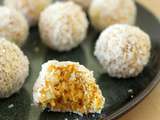 Energy balls aux abricots, noix de coco et chocolat blanc