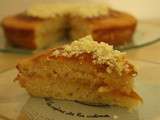 Gâteau au fromage blanc, confiture d'abricot et éclats de chocolat blanc