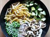 One pan pasta courgettes et champignons