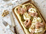 Pinsa express au pesto, mortadelle et stracciatella