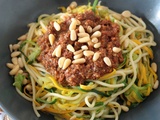 Spaghettis aux deux courgettes et pesto rosso