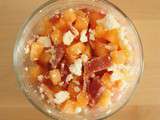 Verrine de melon, feta et jambon sec