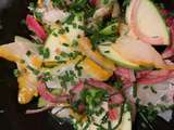 Ceviche de haddock, pomme granny smith et orange sanguine