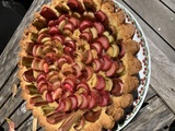 Tarte à la rhubarbe sur fond de gâteau breton