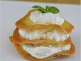 Mille-feuilles à la grec(chèvre frais et menthe)